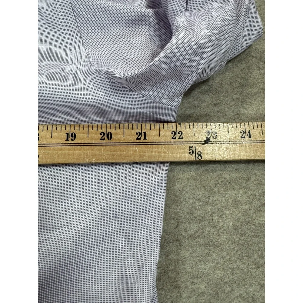 Banana Republic Slim Fit Dress Shirt Men 16-16.5 White Purple Micro Check Formal